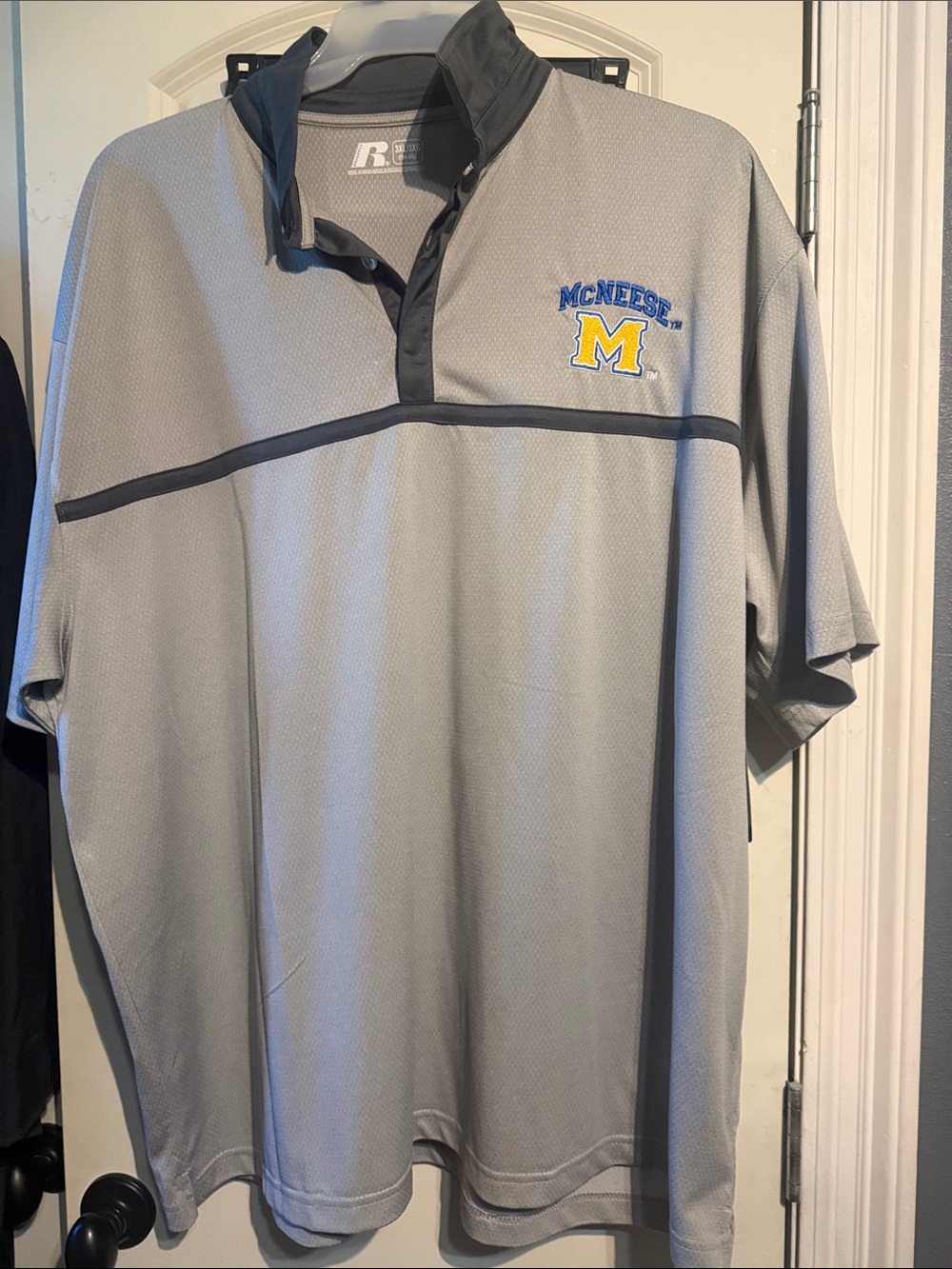 Russell Athletic Gray Polo with McNeese M Embroidery